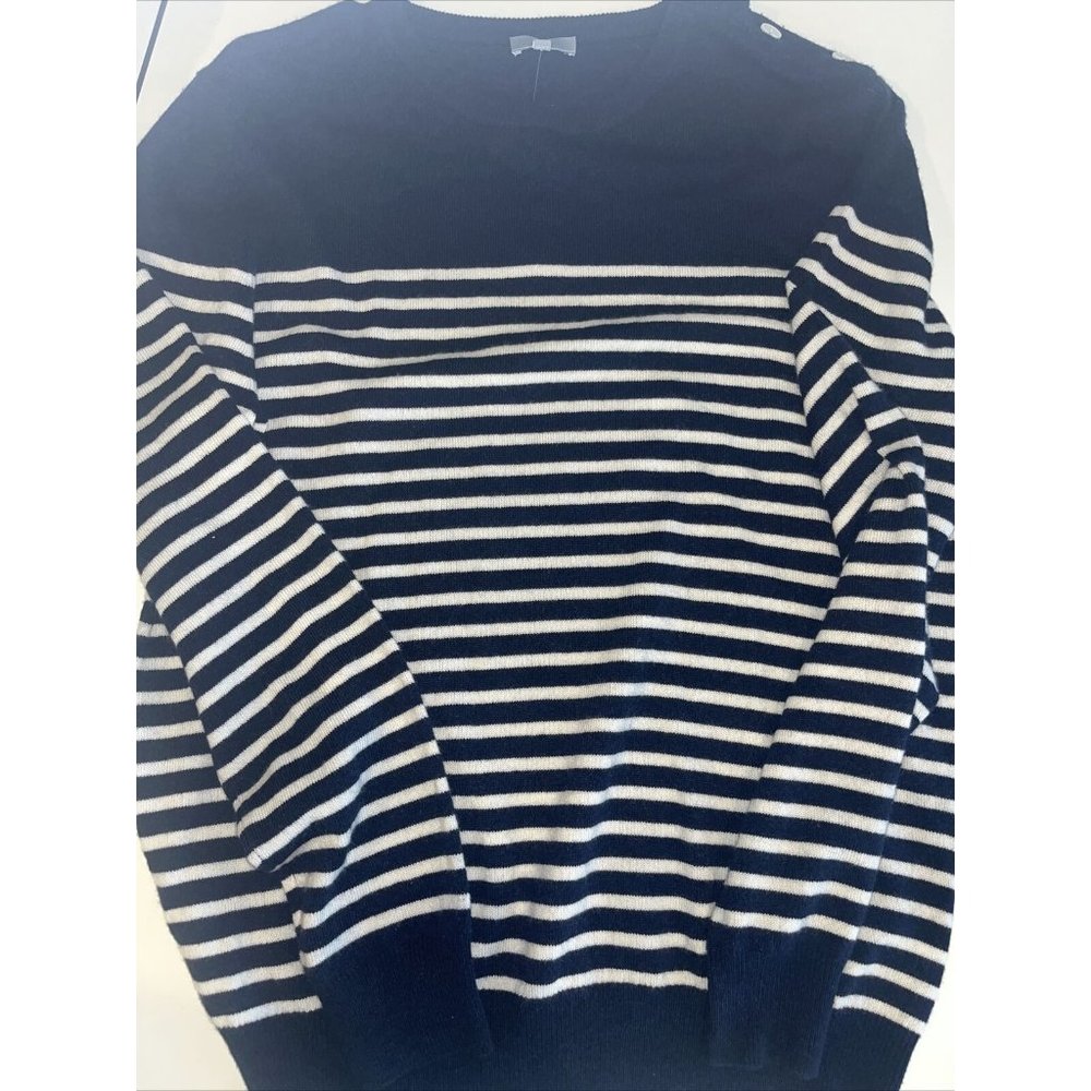 K + J Cashmere Wool Navy Women's Sweater Large L Retail $184